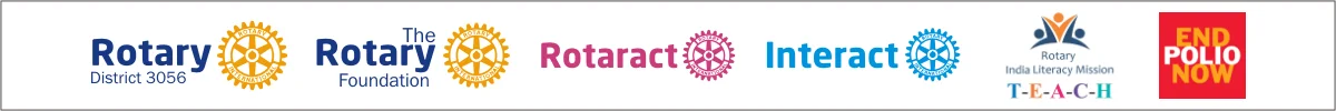 Rotary District 3056, Rotary Foundation, Rotaract, Interact, India Literacy Mission and End Polio Now